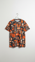Camiseta algodón naranja abstracta edición limitada