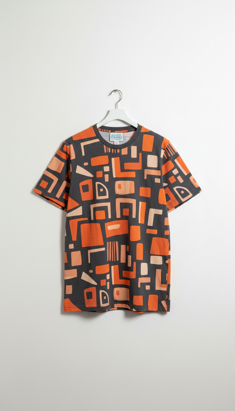 Camiseta algodón naranja abstracta edición limitada