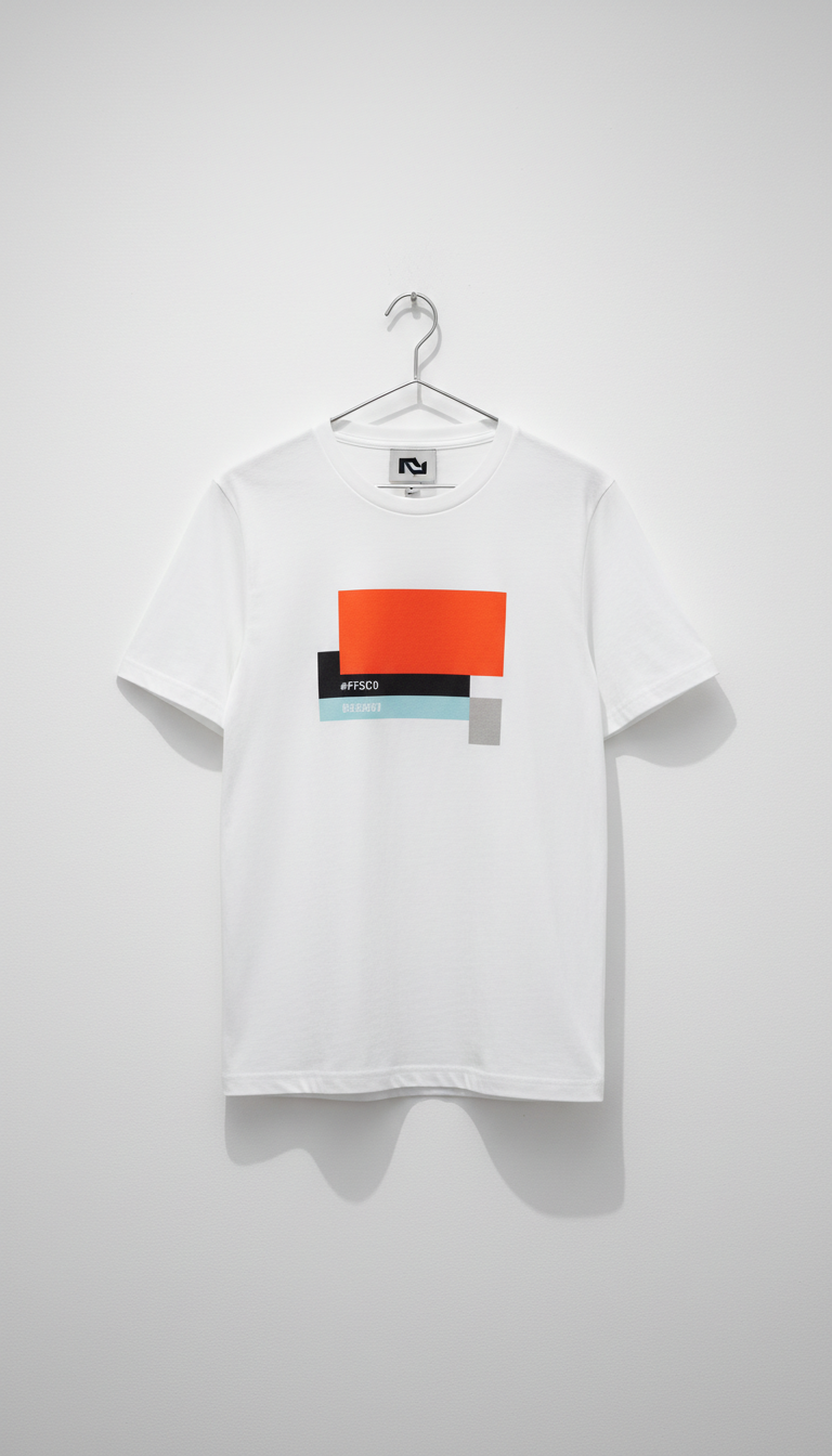 Camiseta blanca galería texto minimalista
