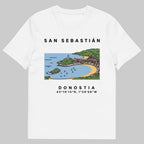 Camiseta IZENA Donostia · La Concha – en blanco, de frente