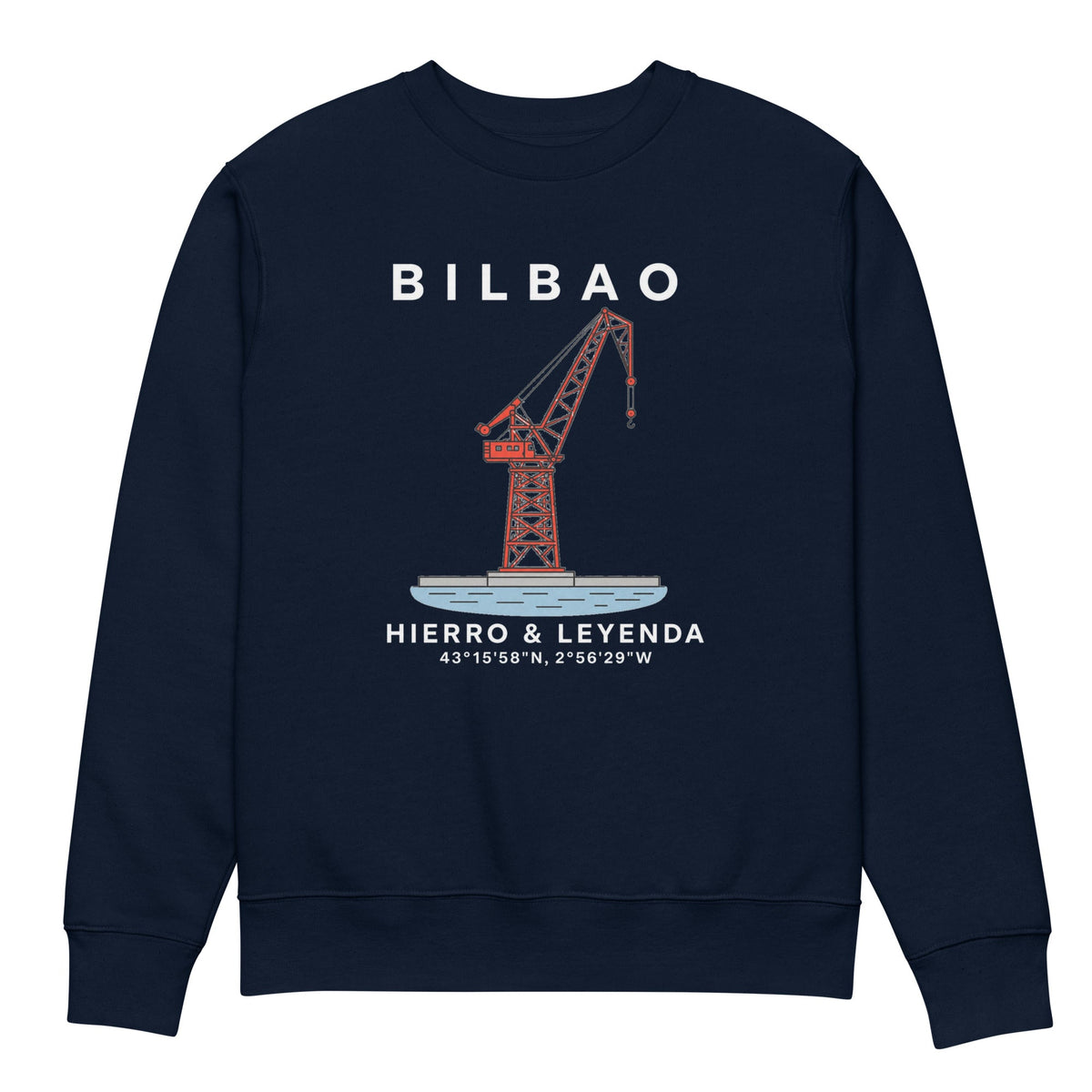 Sudadera IZENA Bilbao · Grúa Carola Premium 350 g – en azul marino, de frente