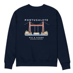 Sudadera IZENA Portugalete · Puente Bizkaia Premium 350 g – en azul marino, de frente