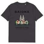 Camiseta IZENA Baiona · Gótico & Río – en antracita, de frente