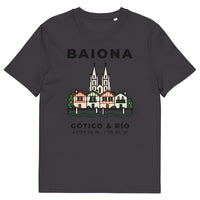 Camiseta IZENA Baiona · Gótico & Río – en antracita, de frente