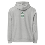 Sudadera con capucha IZENA Aixerrota · Molino y Viento – en gris jaspeado, espalda con el QR