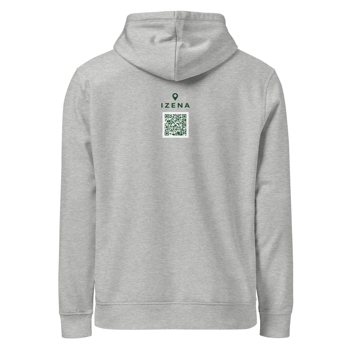 Sudadera con capucha IZENA Aixerrota · Molino y Viento – en gris jaspeado, espalda con el QR
