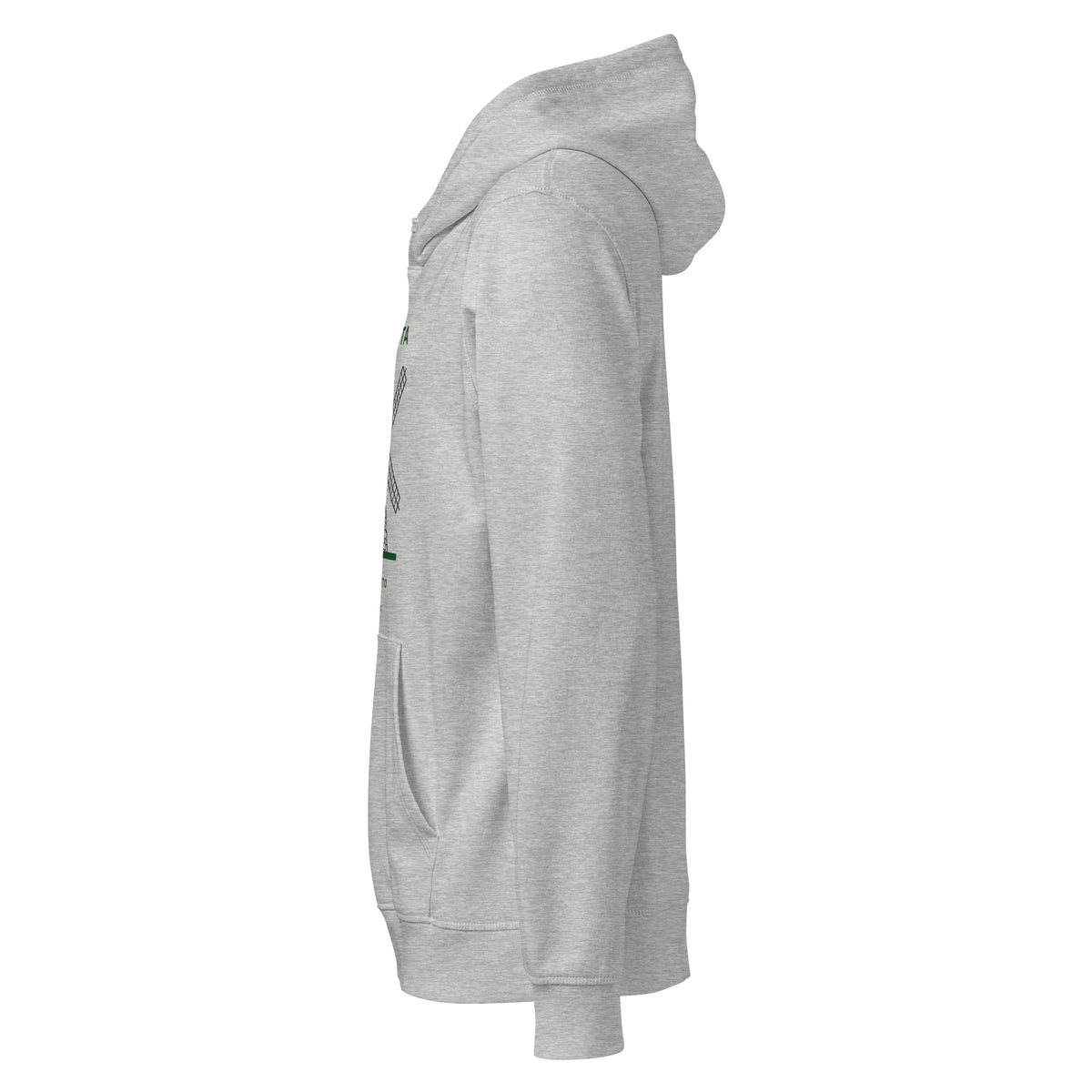 Sudadera con capucha IZENA Aixerrota · Molino y Viento – en gris jaspeado, de lado izquierdo
