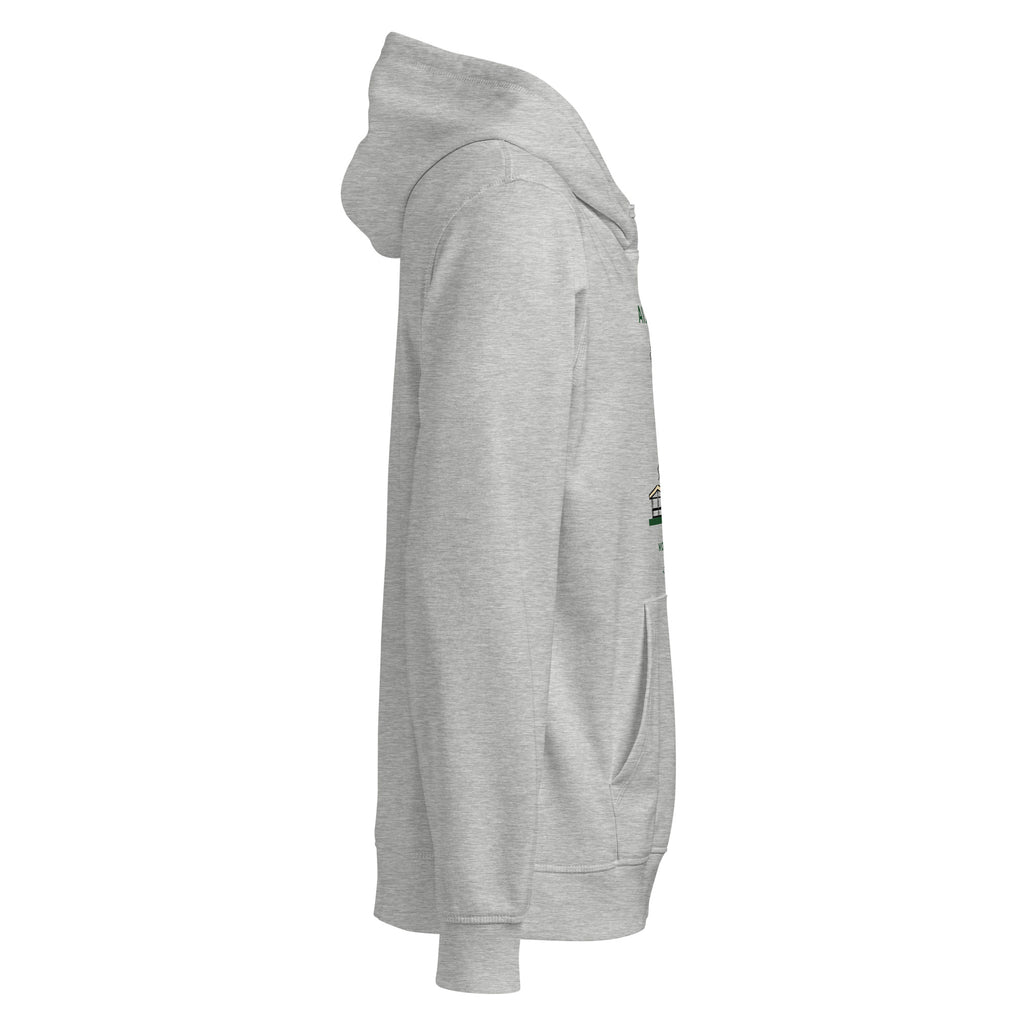 Sudadera con capucha IZENA Aixerrota · Molino y Viento – en gris jaspeado, de lado derecho