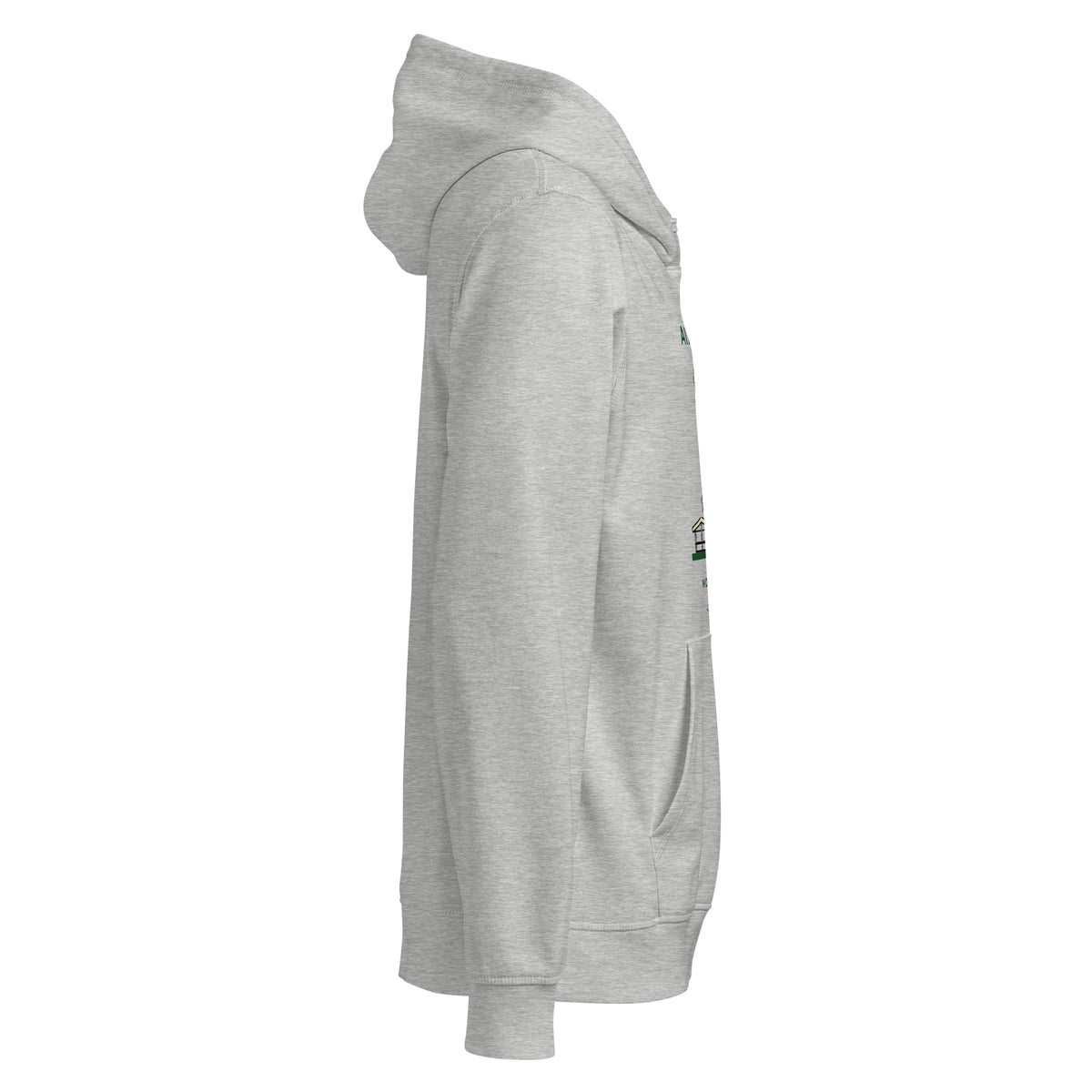 Sudadera con capucha IZENA Aixerrota · Molino y Viento – en gris jaspeado, de lado derecho