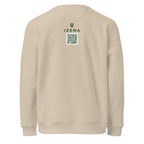 Sudadera IZENA Aixerrota · Molino y Viento – en arena, espalda con el QR