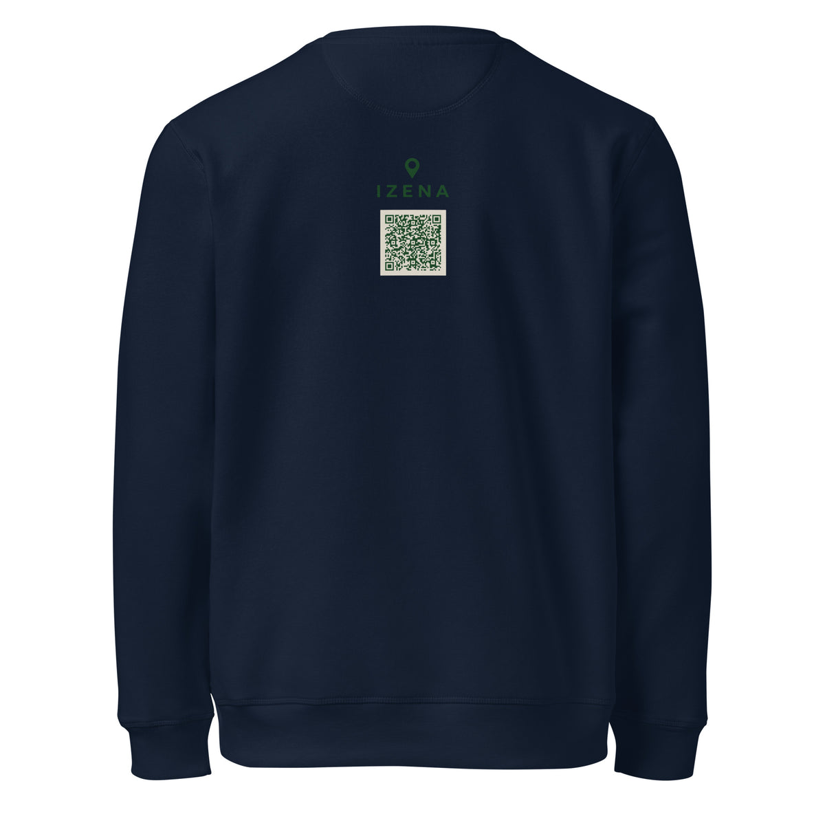 Sudadera de Bilbao azul marino vista de espalda con el QR a la Grúa Carola — IZENA