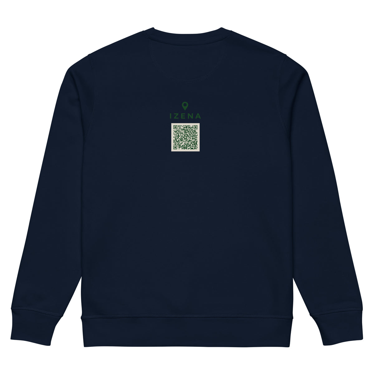 Sudadera de Getxo azul marino vista de espalda con el QR al Puerto Viejo — IZENA
Detalle del estampado del Puerto Viejo de Algorta en sudadera azul marino — IZENA
Sudadera de Getxo azul marino vista lateral — IZENA