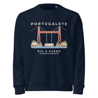 Sudadera IZENA Portugalete · Puente Bizkaia – en azul marino, de frente
