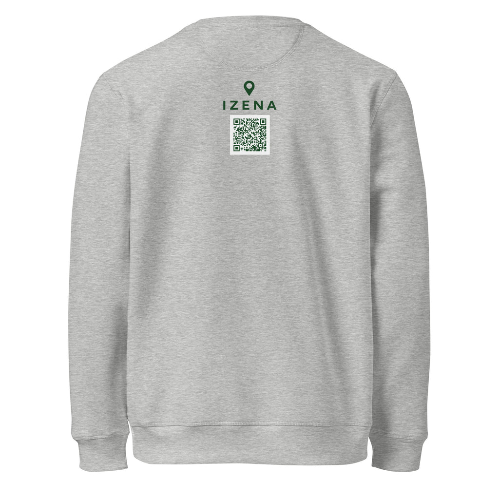 Sudadera IZENA Aixerrota · Molino y Viento – en gris jaspeado, espalda con el QR
