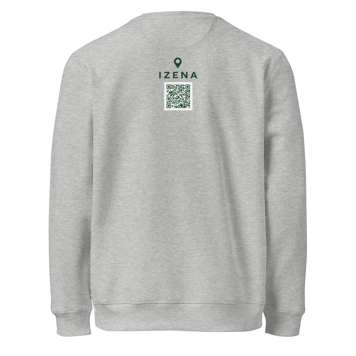 Sudadera IZENA Aixerrota · Molino y Viento – en gris jaspeado, espalda con el QR