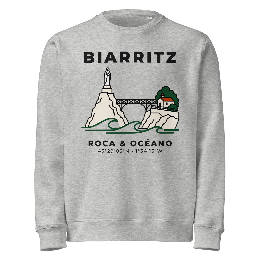 Sudadera IZENA Biarritz · Roca & Océano – en gris jaspeado, de frente
