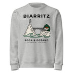 Sudadera IZENA Biarritz · Roca & Océano – en gris jaspeado, de frente