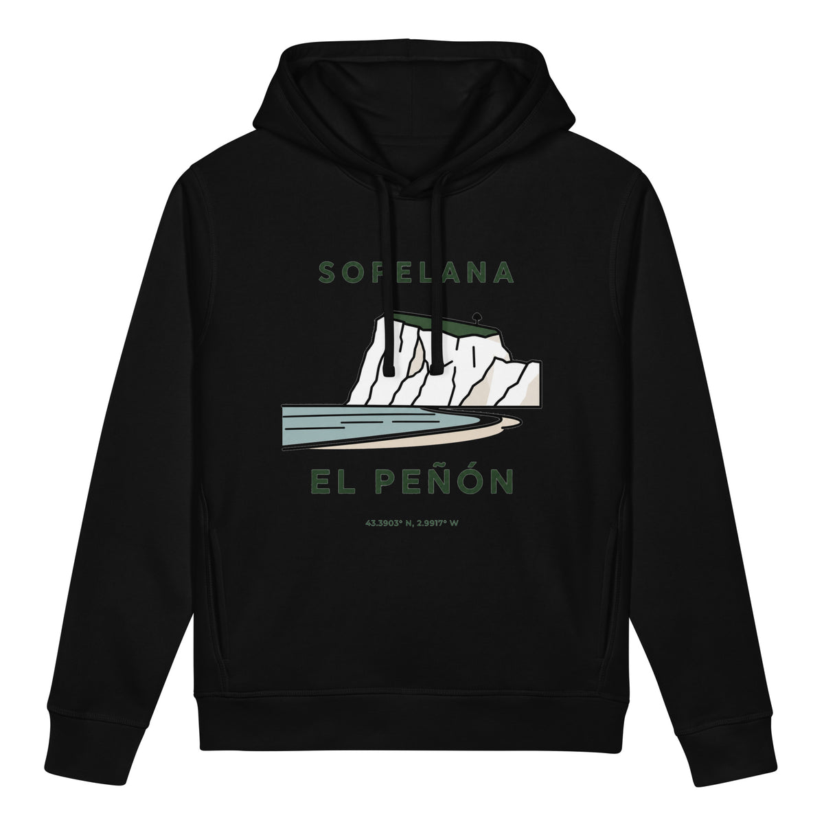 Sudadera con capucha IZENA Sopelana · El Peñón – en negro, de frente