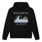 Sudadera con capucha IZENA Mundaka · Ola Izquierda – en negro, de frente