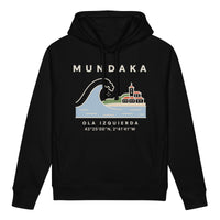 Sudadera con capucha IZENA Mundaka · Ola Izquierda – en negro, de frente
