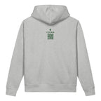 Sudadera con capucha IZENA Sopelana · El Peñón – en gris jaspeado, espalda con el QR