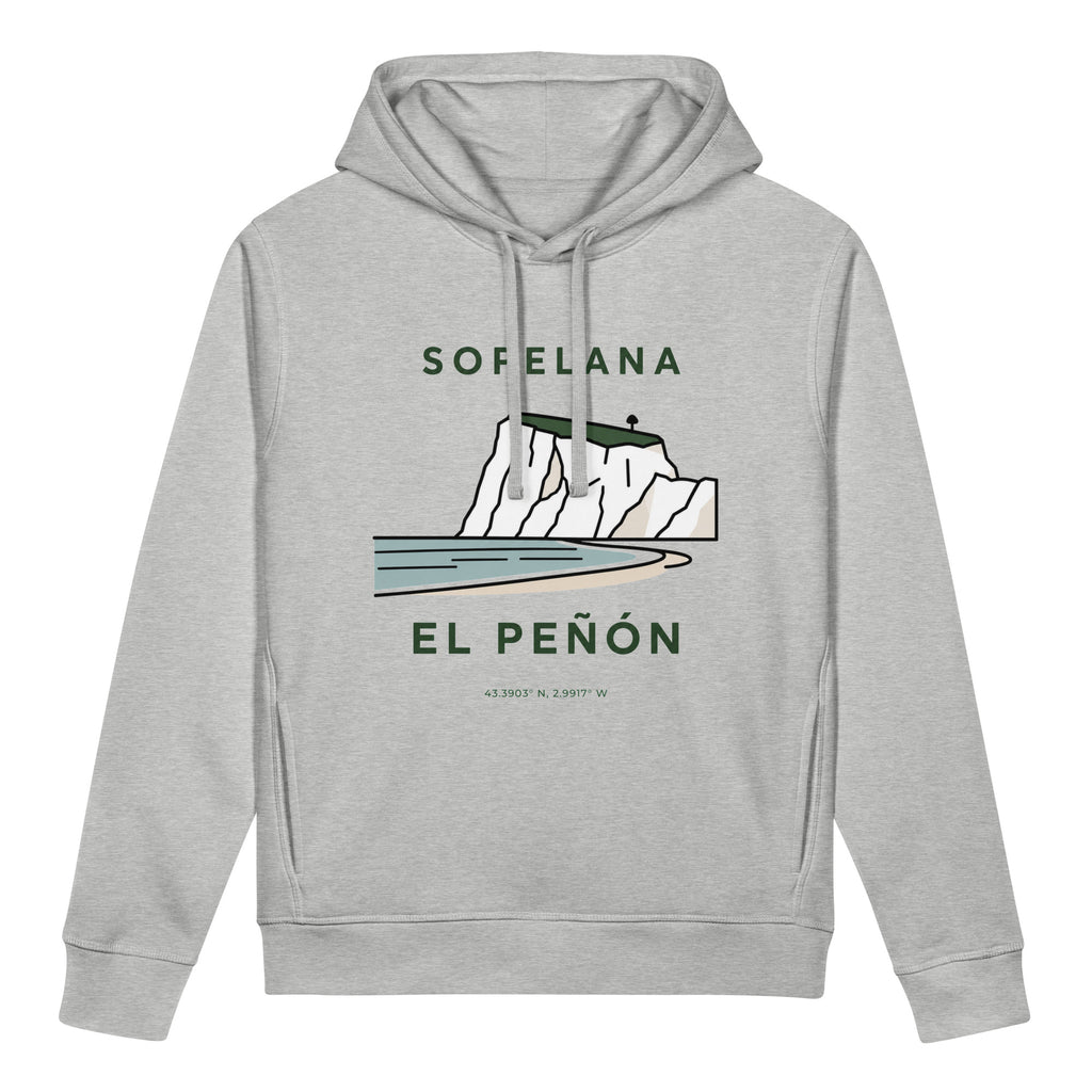 Sudadera con capucha IZENA Sopelana · El Peñón – en gris jaspeado, de frente